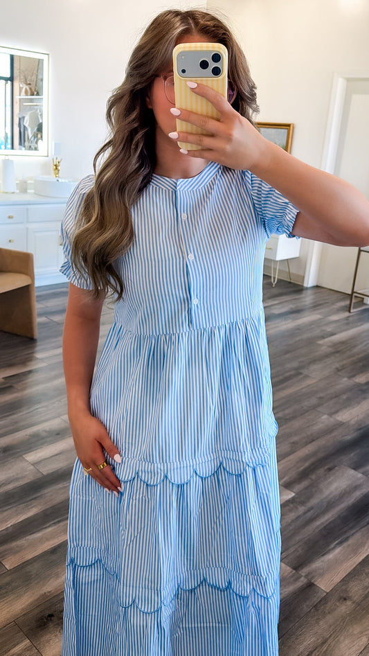 Seaside Blue Stripe Maxi Dress