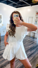 White Blue Jean Romper